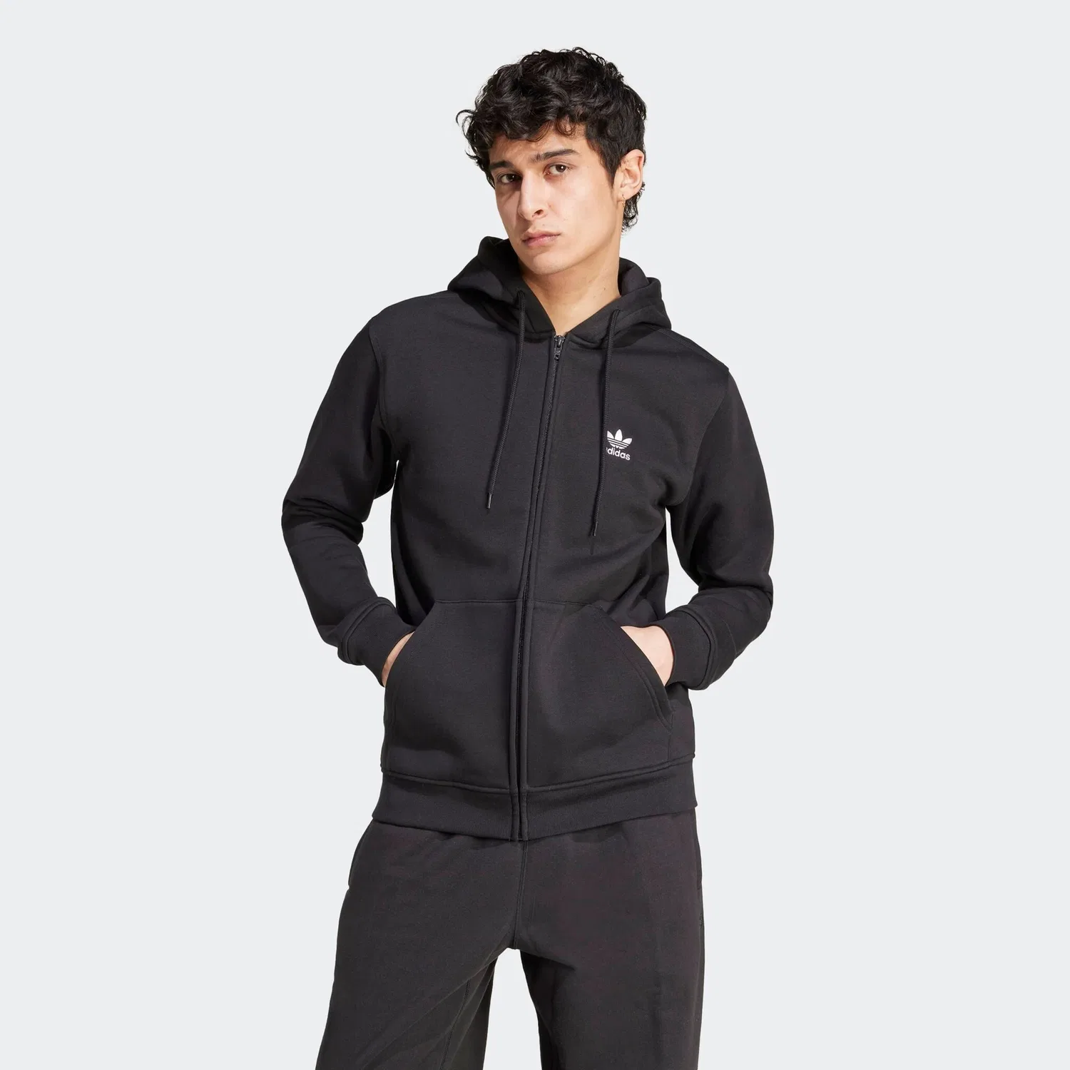 Мужская куртка с капюшоном на молнии Trefoil Essentials Adidas Originals, Black