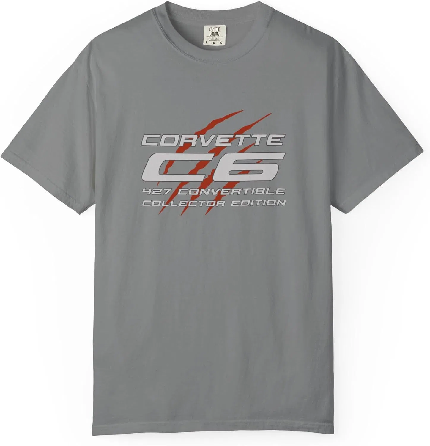 Женская футболка с принтом Premium C6 Racing Logo, серый