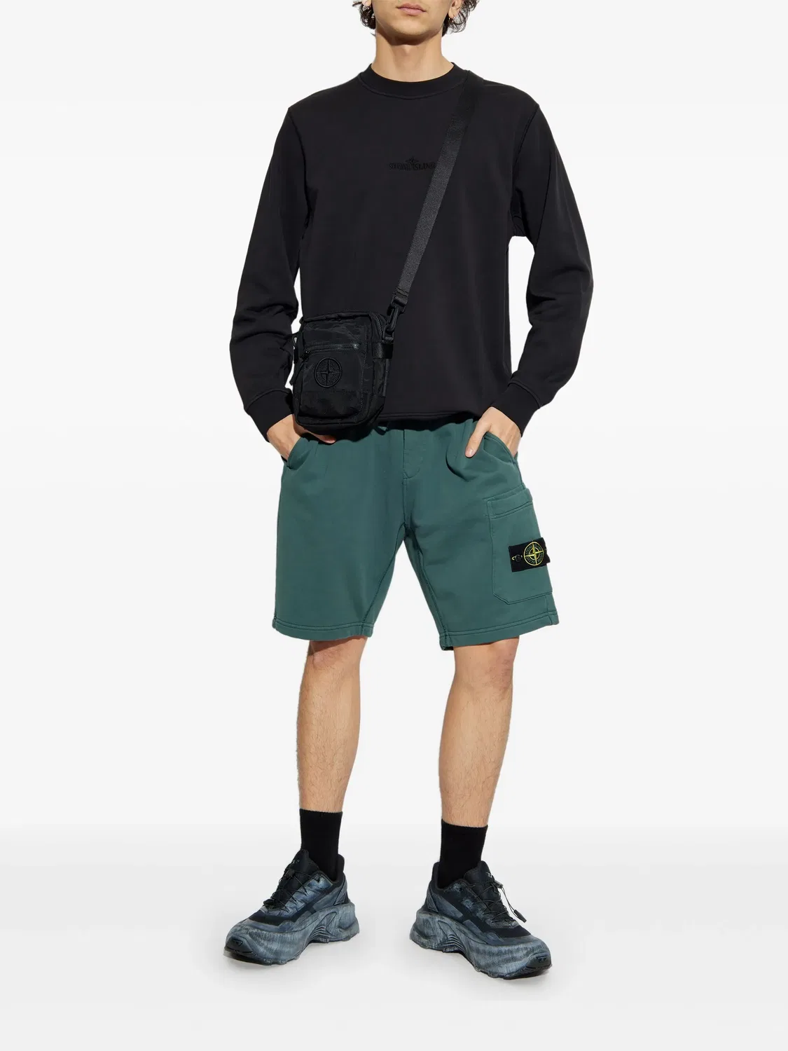 Stone Island Свитшот с вышитым логотипом, черный — фото 2