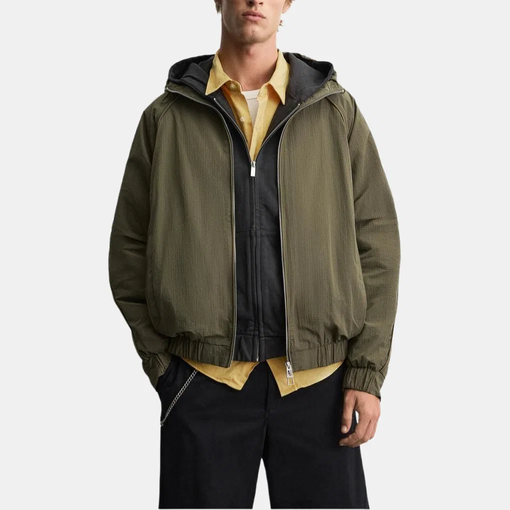 Мужская куртка с капюшоном Khaki ZARA, Хаки — фото 4