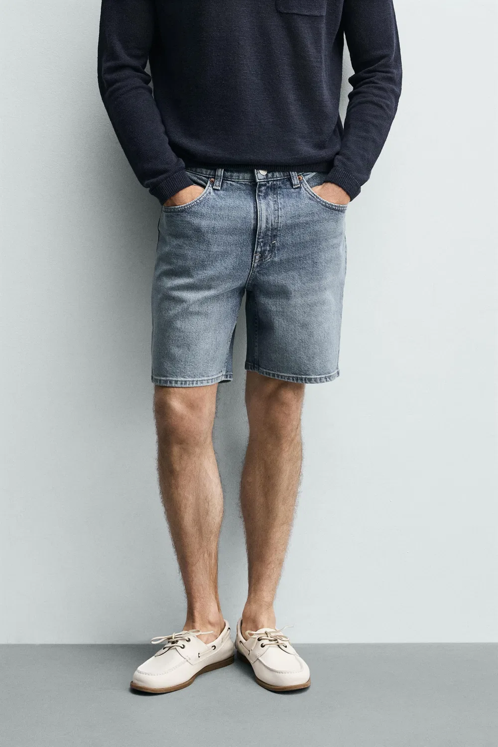 ДЖИНСОВЫЕ ШОРТЫ СТАНДАРТНОГО КРОЯ-БЕРМУДА ZARA, Mid-Blue — фото 2