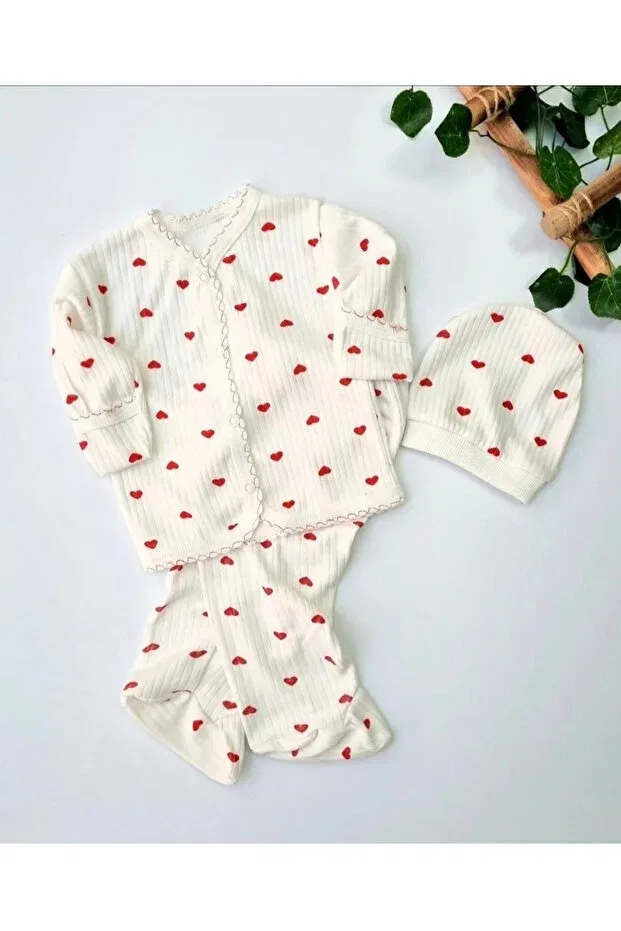 Детский комплект из 3 предметов для новорожденных Anne Dokunuşu Gibi Kuzum Bebe, Red3heart — фото 4