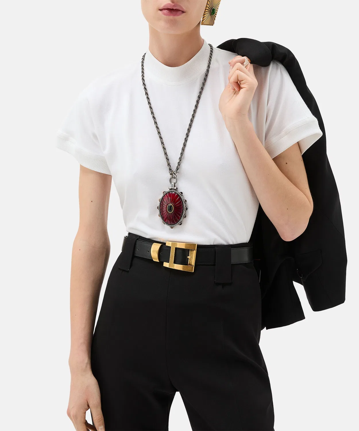 Женская футболка с вышивкой из стрейч-хлопка с коротким рукавом VERSACE, Белый