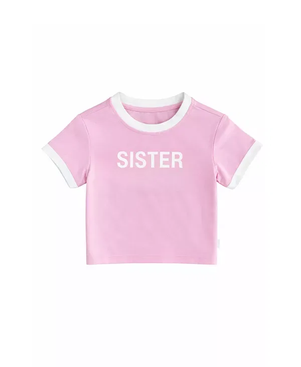 Детская футболка с круглым вырезом Sister Crewneck Tee Bits & Bows, розовый