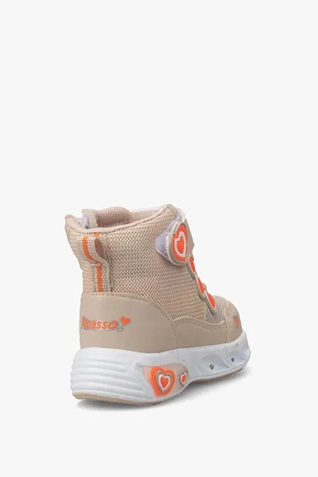 Детские ботинки для девочек с принтом Shop, Beige Orange — фото 4