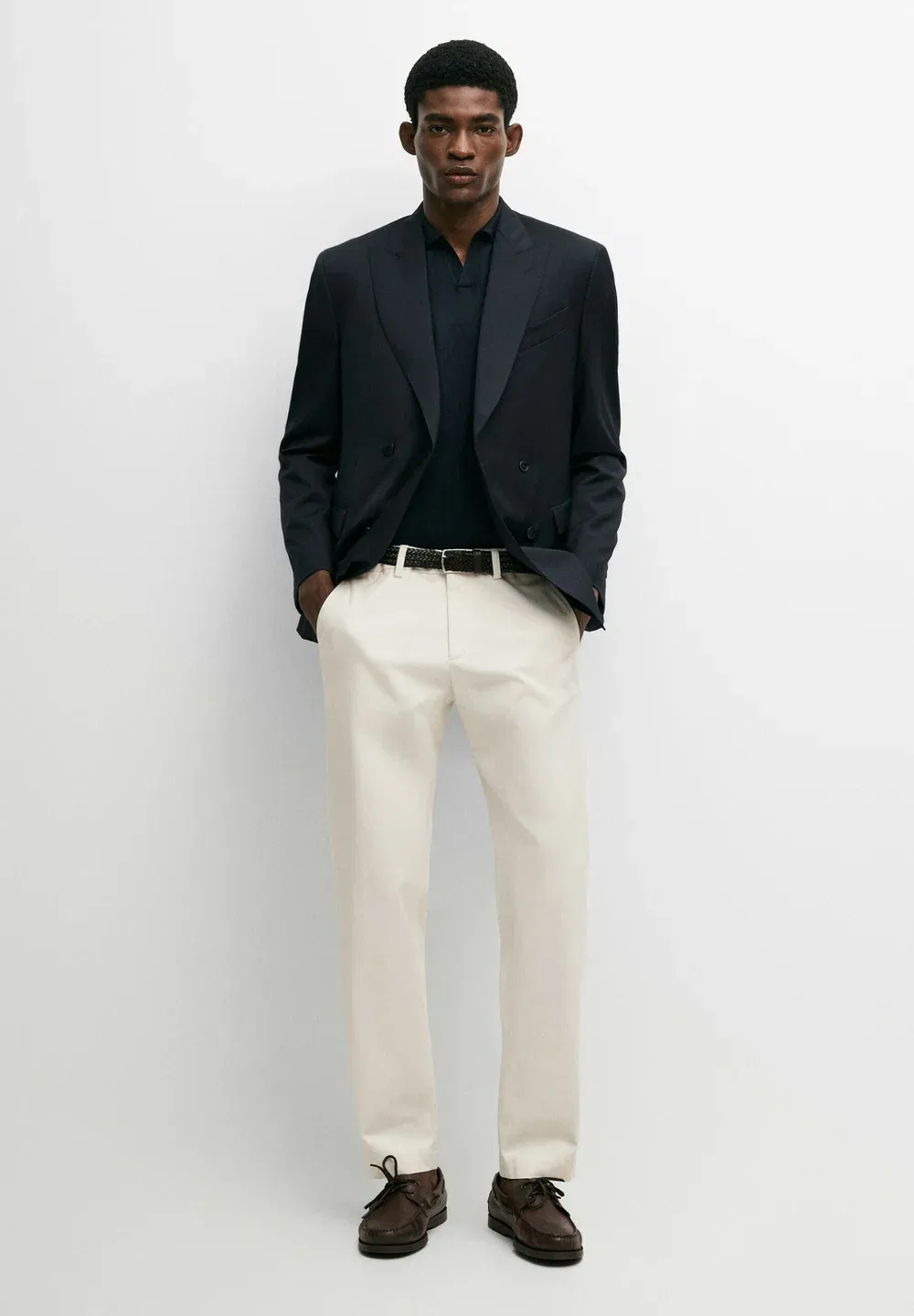 Брюки-Чиносы из смесовой хлопковой ткани, зауженного кроя Massimo Dutti, Beige — фото 2