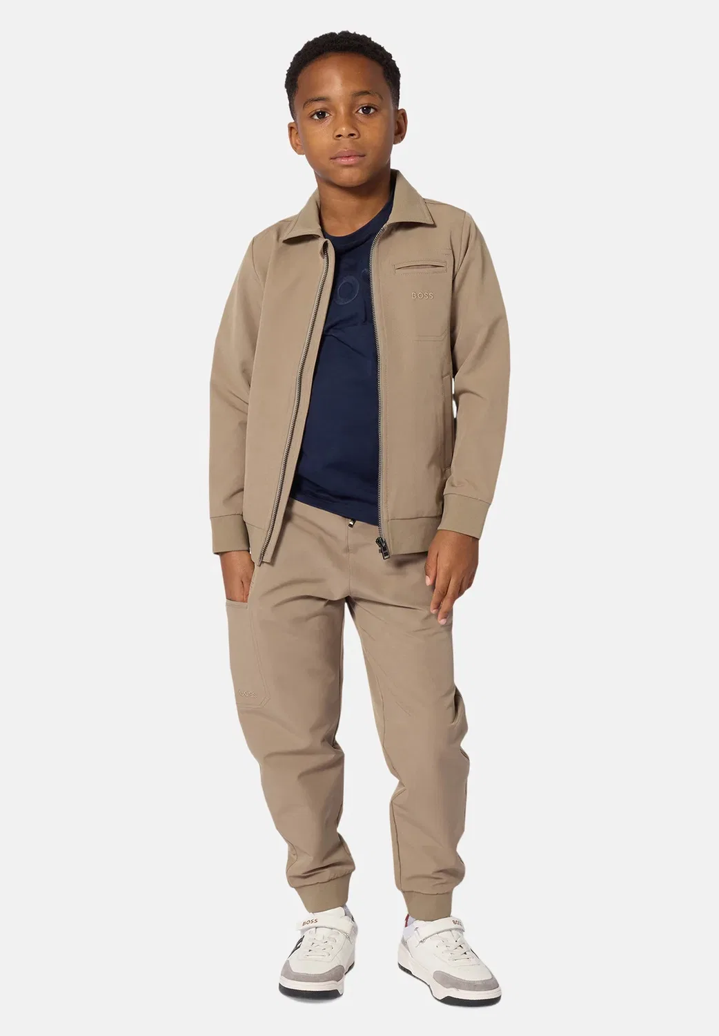 Кардиган из синтетической ткани - толстовка на молнии Boss Kidswear, Souris
