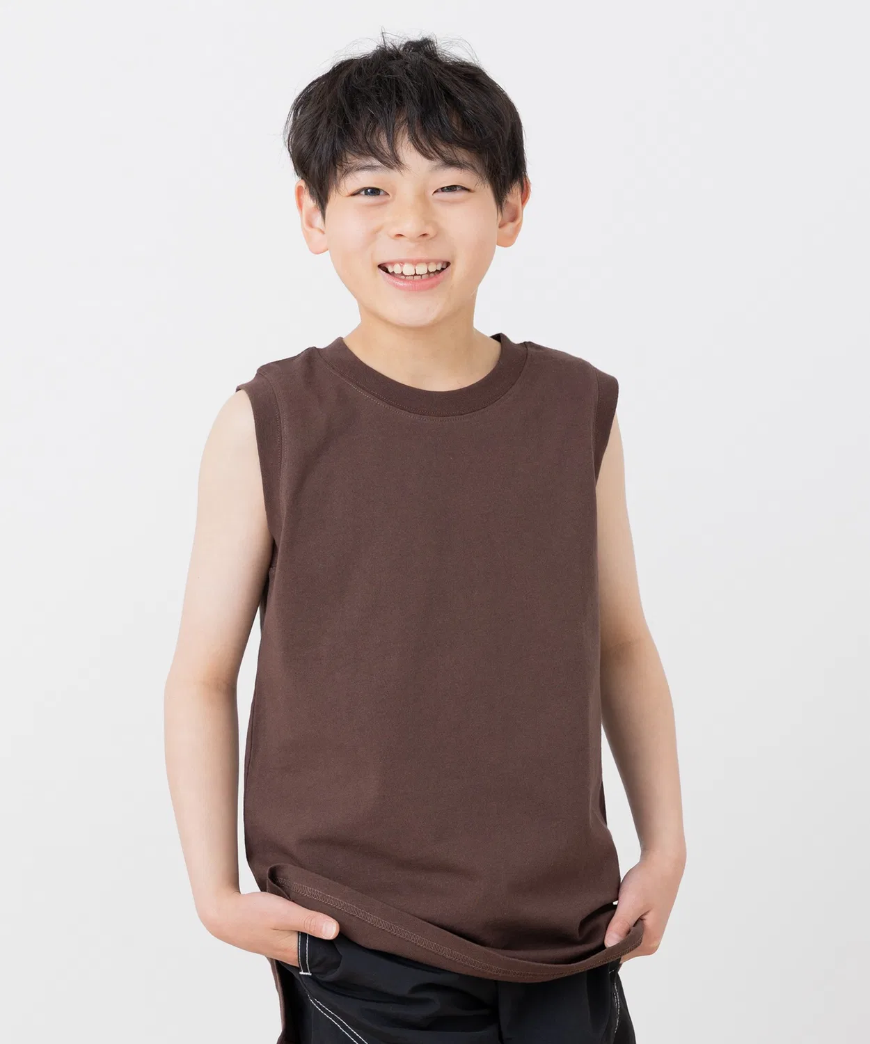 Chil2 Детский хлопковый танк с длинным силуэтом, Brown
