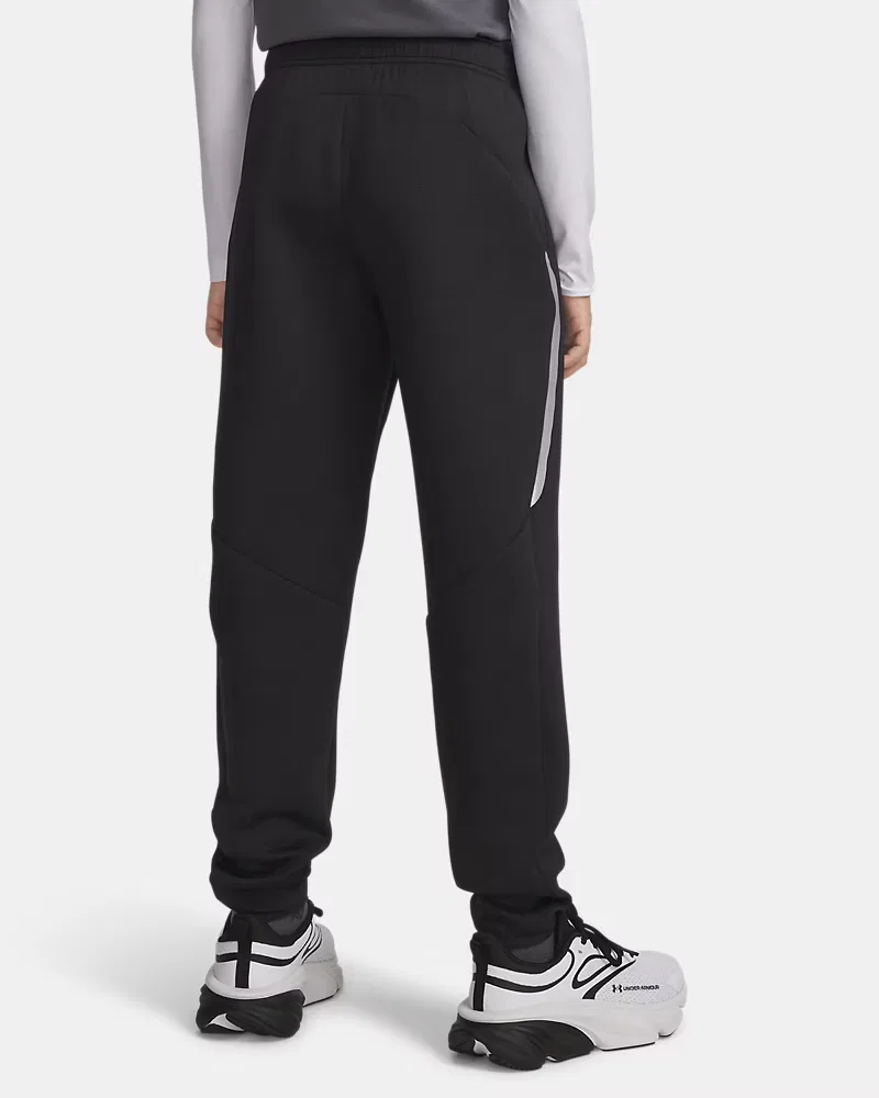 Детские джоггеры для мальчиков 63,5 см из мягкого двойного трикотажа UA Unstoppable Fleece UnderArmour, Ultimate Black/Silver Reflective — фото 2