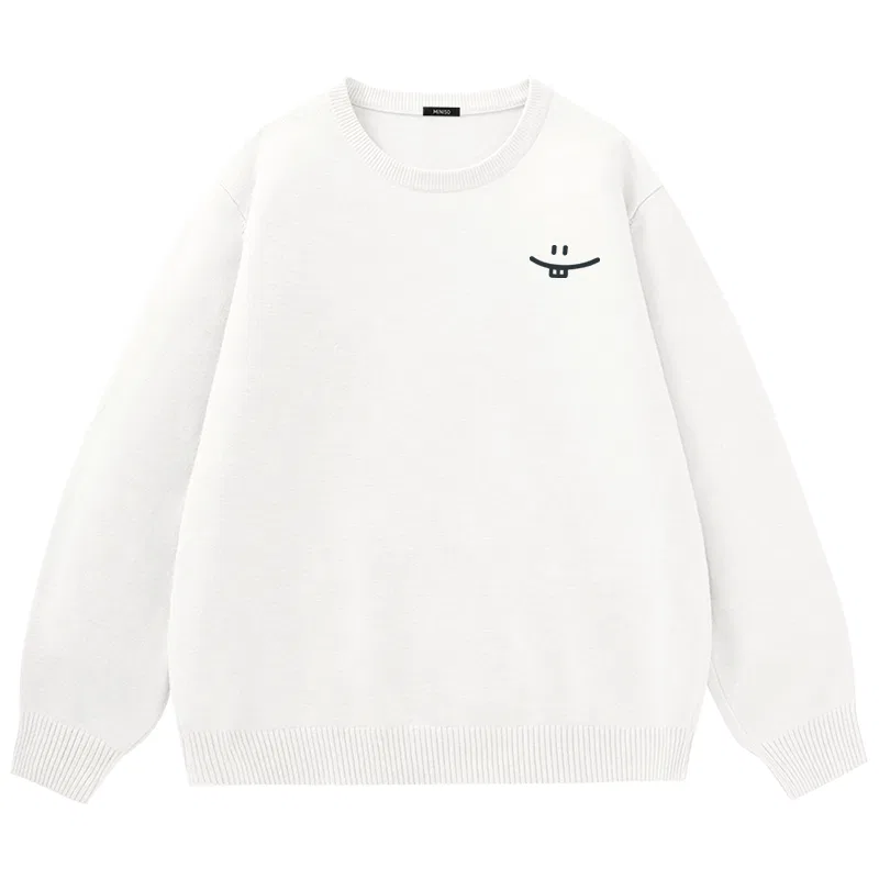 Детский свитер с принтом Simple Smile Drawing Chest Logo MINISO, White (B Simple Smile Drawing Chest Logo)