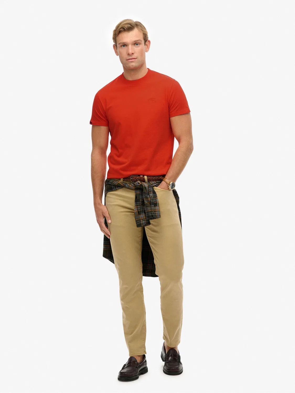 Футболка с вышивкой логотипа Superdry Essential Contrast, оранжевая — фото 3