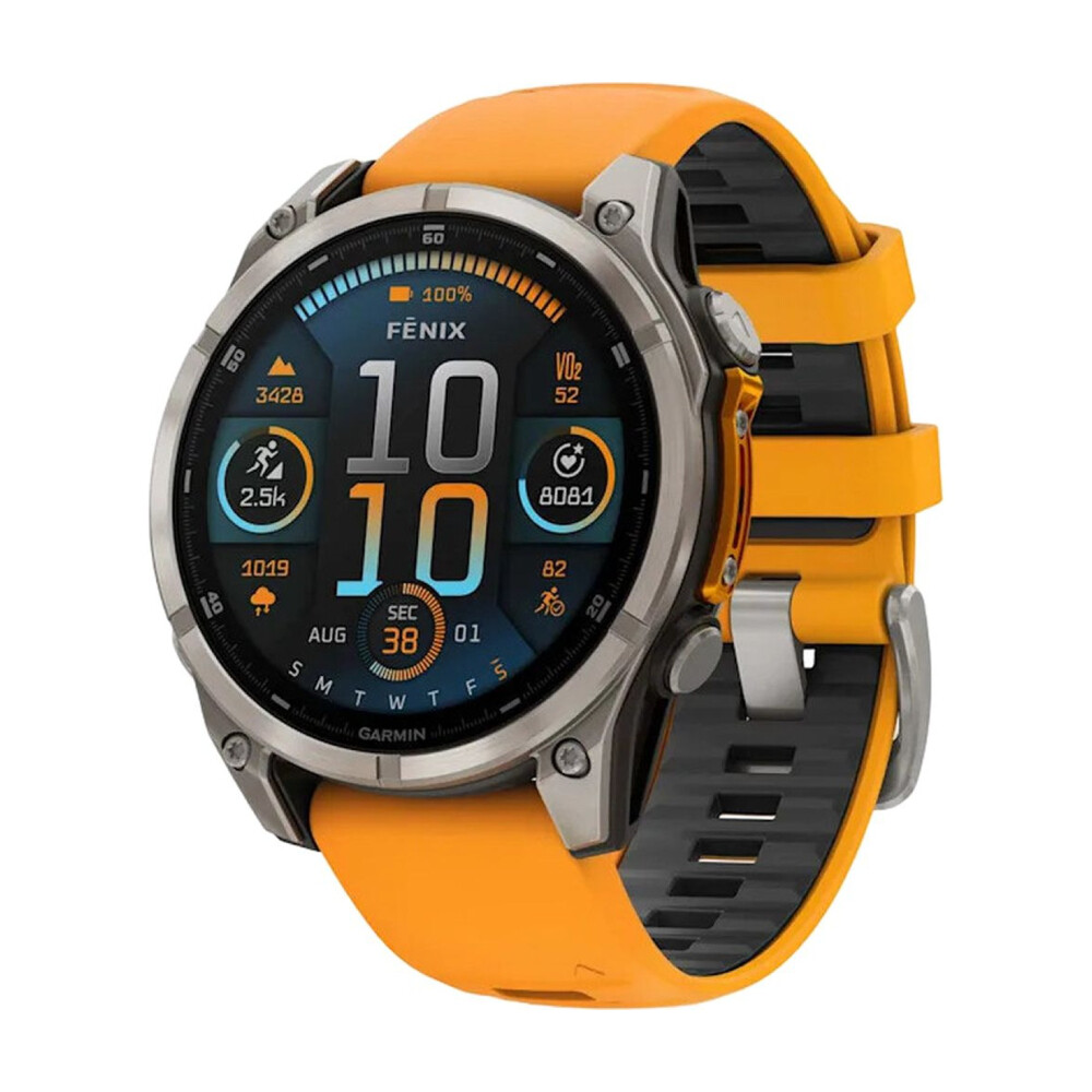 Умные часы Garmin Fenix 8, Sapphire, 47 мм, AMOLED 1.4", Wi-Fi, титановый/оранжевый