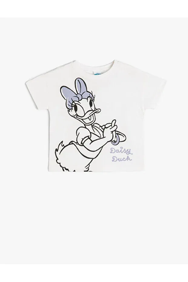 Детская футболка с принтом Daisy Duck T-Shirt Short Sleeve Licensed Printed Cotton Koton, White