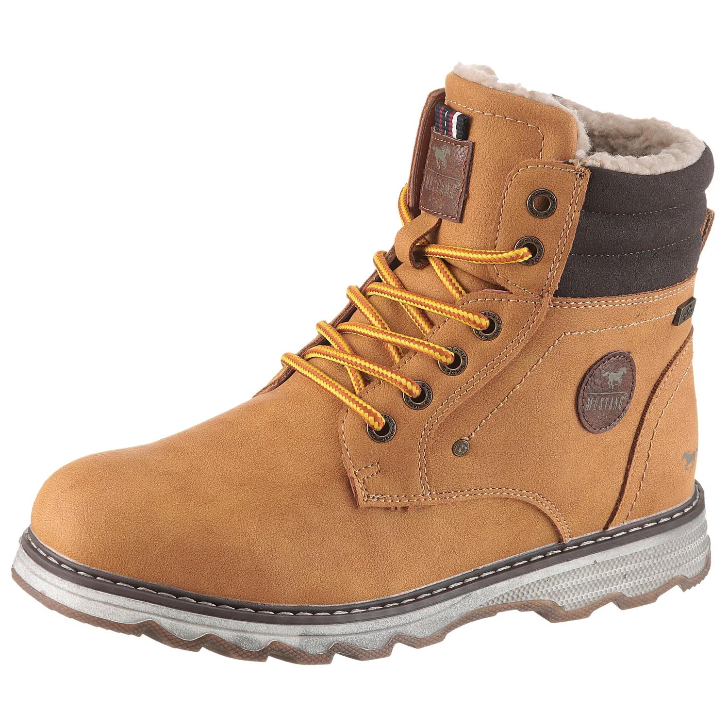 Детские зимние ботинки на шнуровке с мембраной Mustang Shoes, Camel