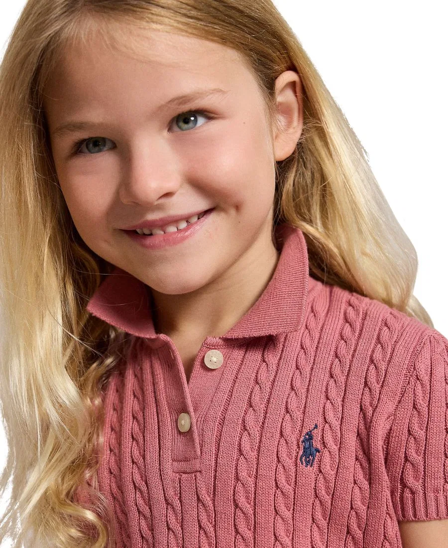 Детское платье-поло с коротким рукавом, модель Polo Sweater Polo Ralph Lauren, Canvas Pink — фото 3