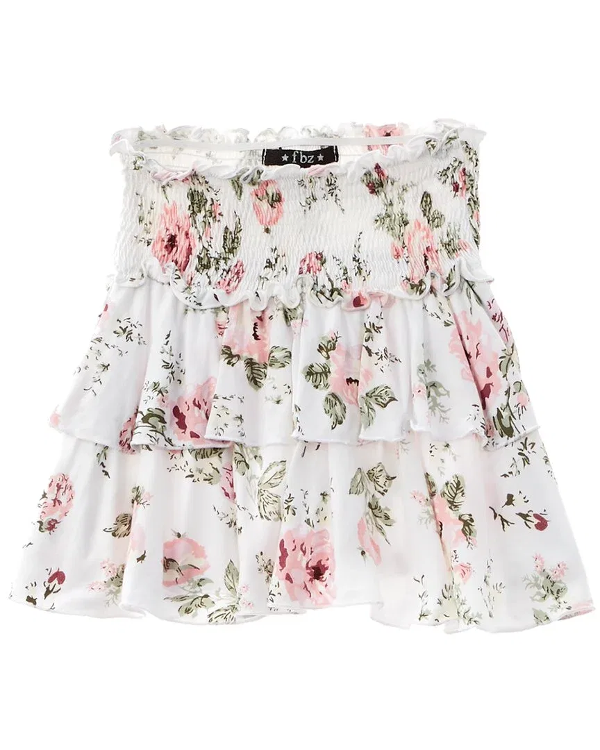 Детская юбка с воланами из вискозы Flowers by Zoe Rib 2x2 Jersey Skirt, розовый