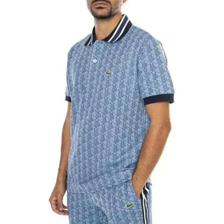 Мужское поло с фирменным принтом LACOSTE, Blue — фото 3