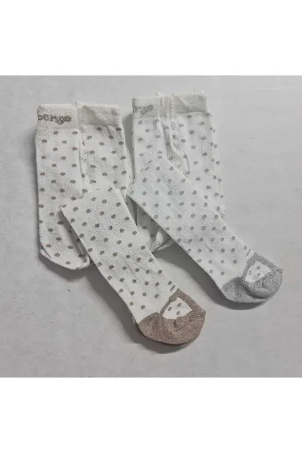 Детские колготки в горошек для новорожденных 2 шт Bebeğime Çorap, Ecru-Grey And Brown Polka Dots