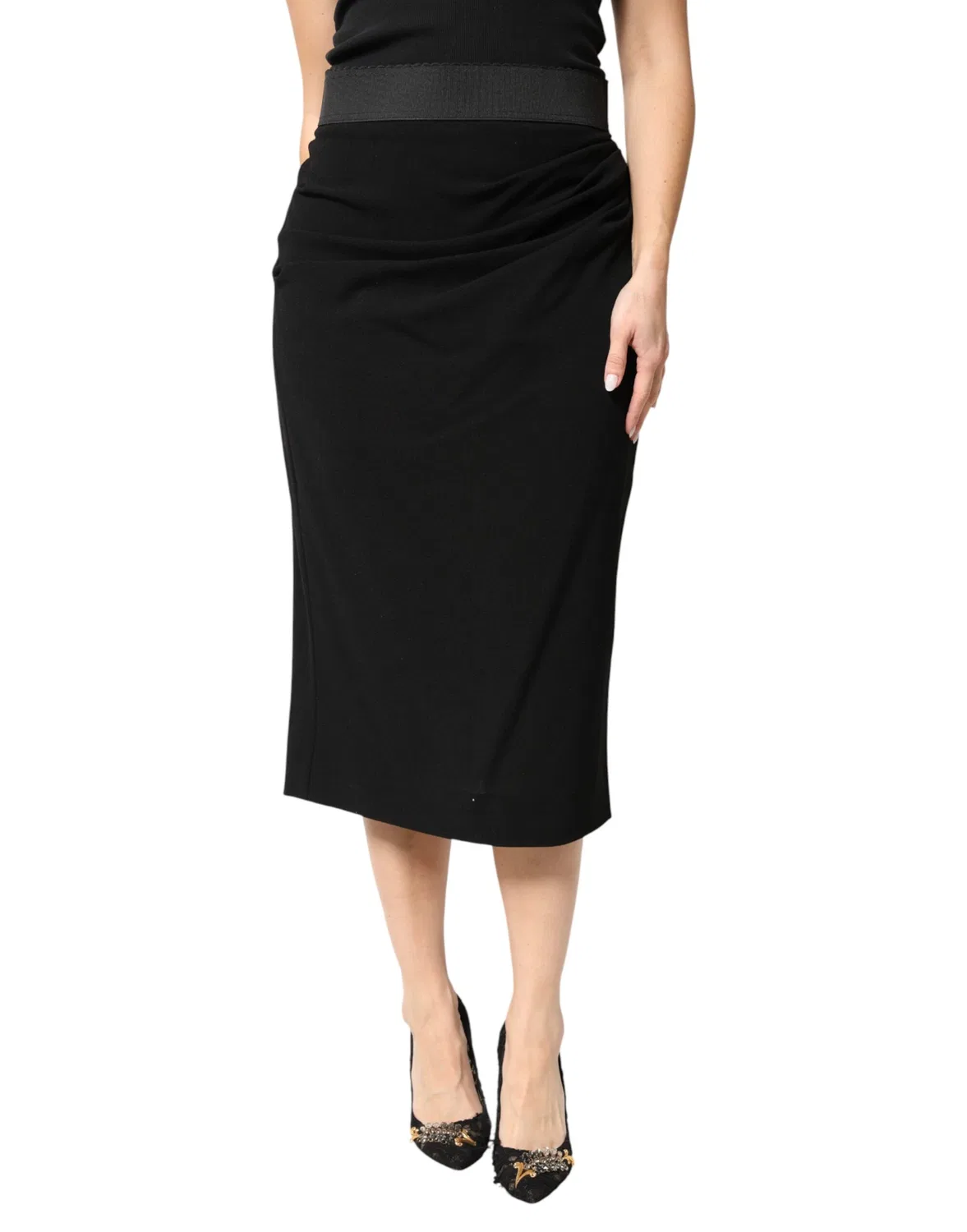 Женская шерстяная юбка-карандаш миди High Waist Midi Dolce & Gabbana, черный