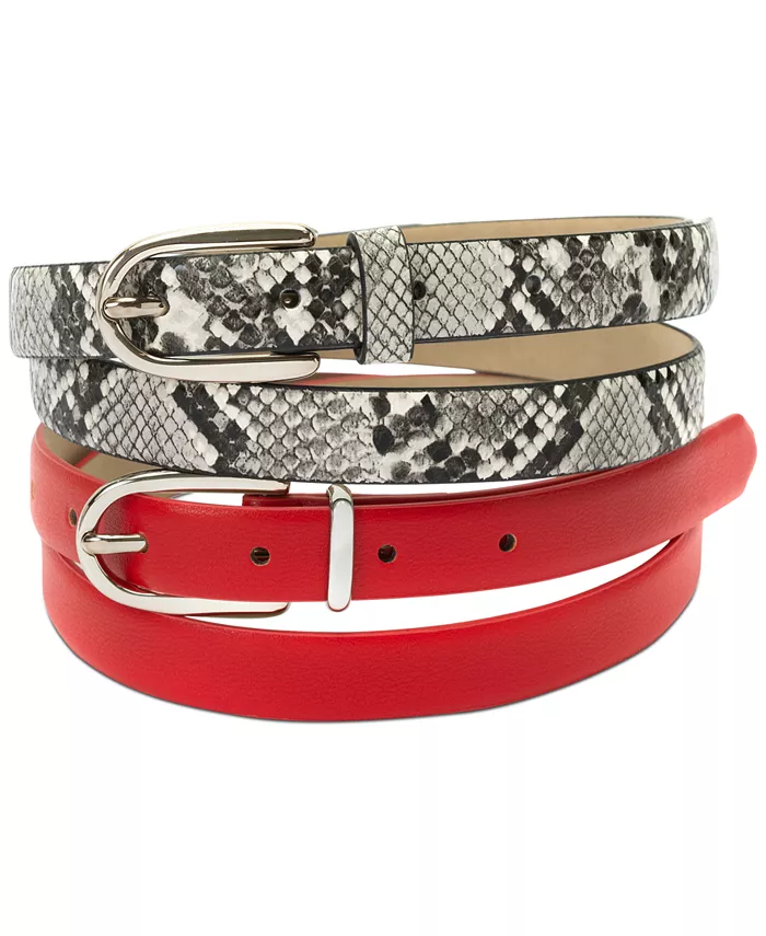 

2-Pk Snake & Solid Belt – Набор из 2 ремней: змеиный и однотонный I.N.C. International Concepts, мультиколор