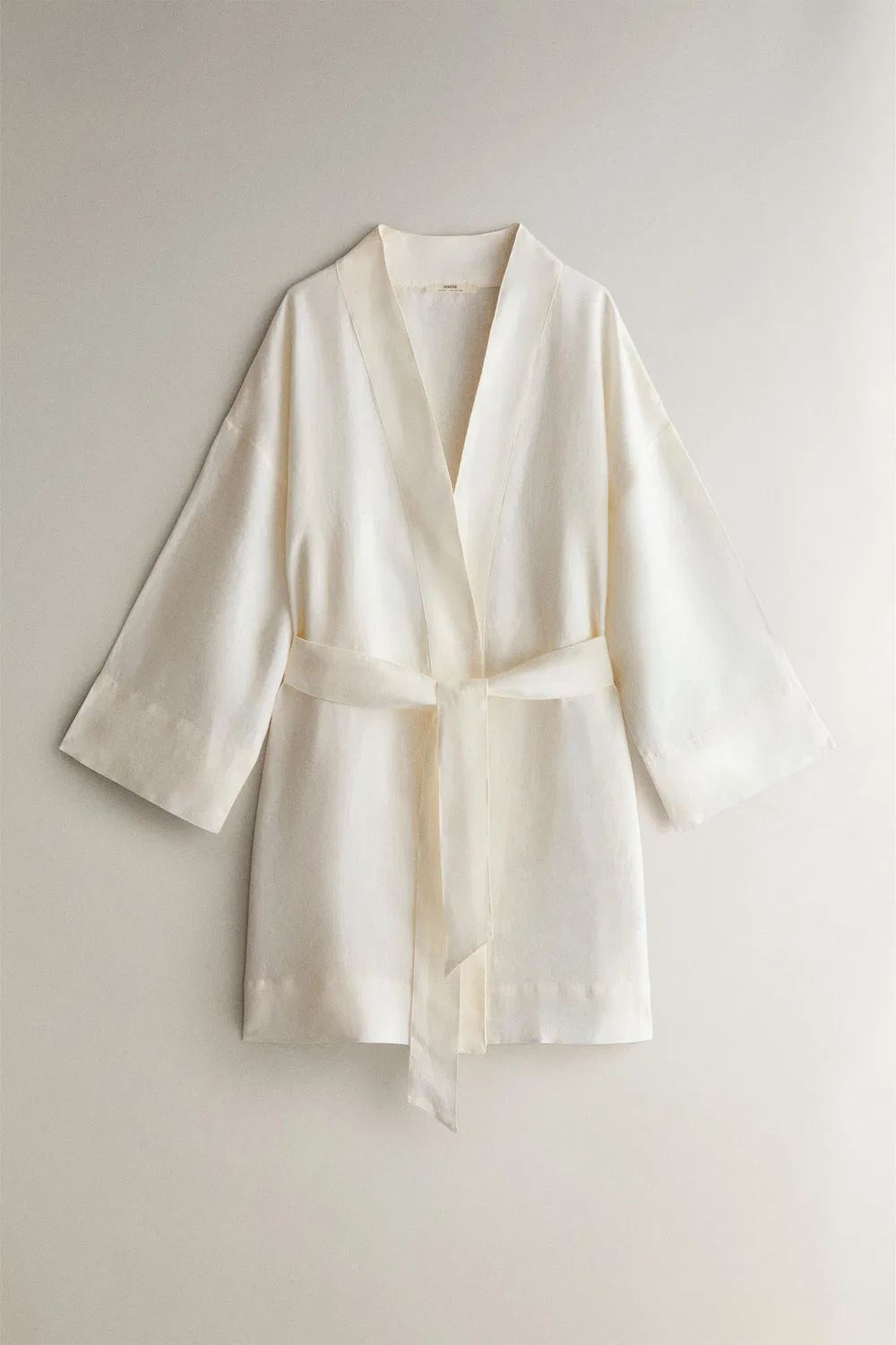 Льняной халат ZARA, Ecru