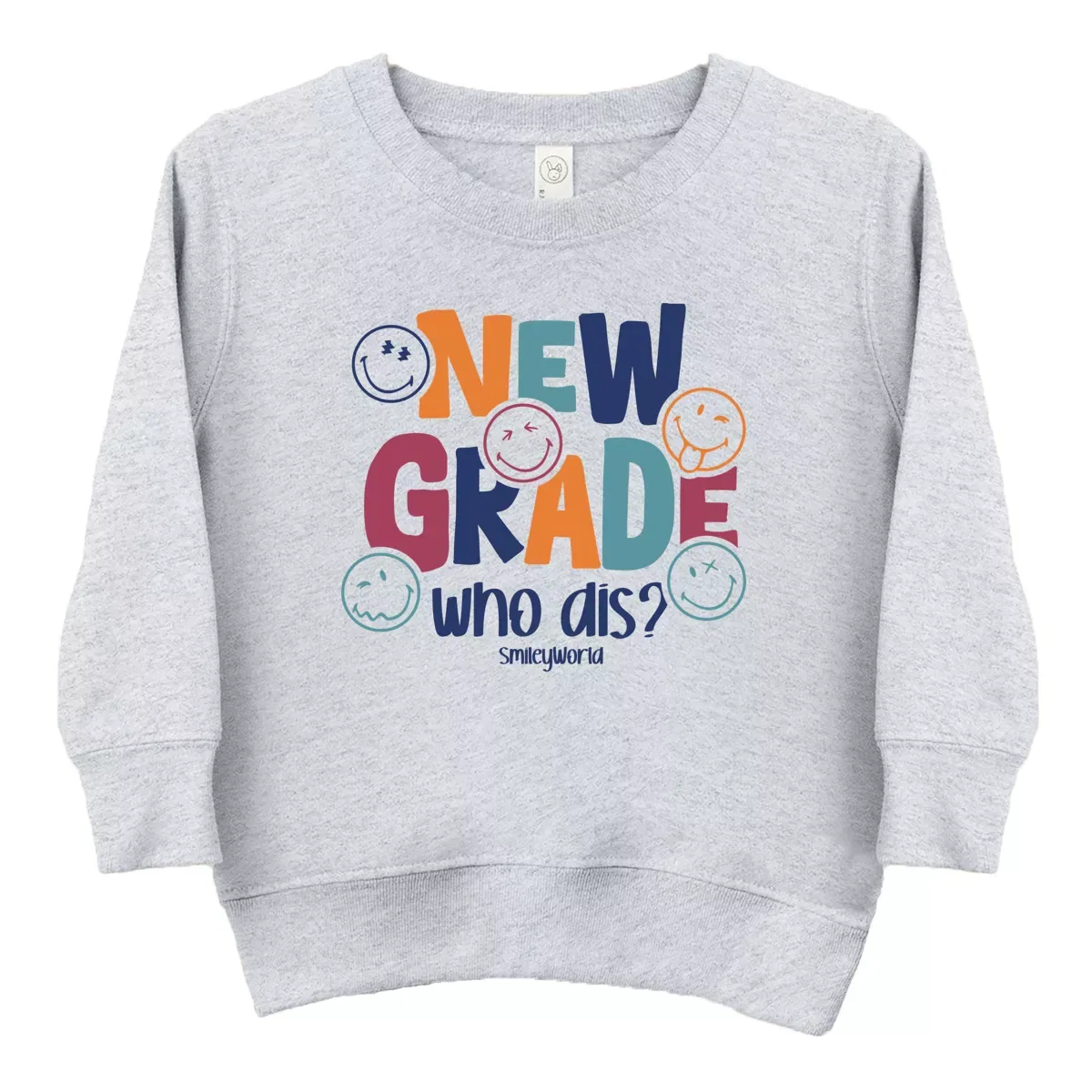 Детский свитшот с принтом SmileyWorld New Grade Who Dis? The Juniper Shop, Heather Grey