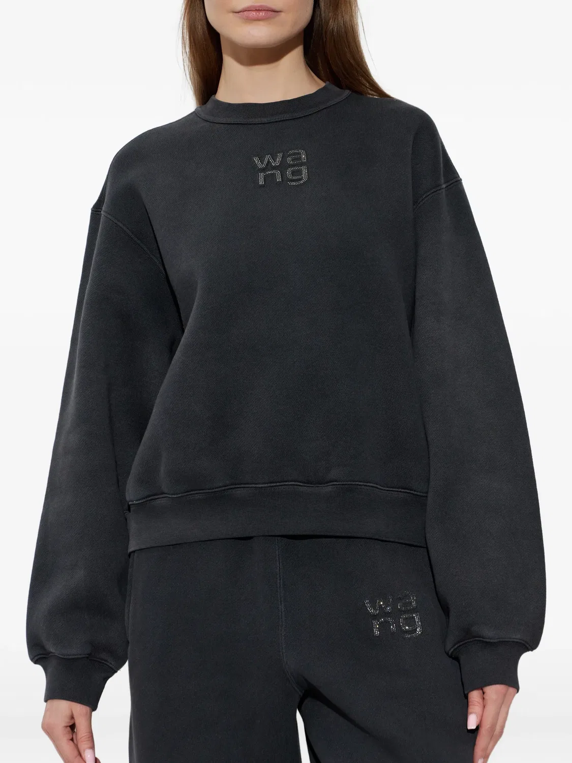 Свитшот з логотипом на темно-сірому Alexander Wang, темно-сірий — фото 3