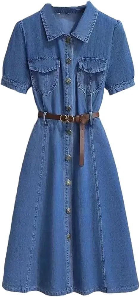 Женское летнее джинсовое платье A-силуэта с кружевной шнуровкой, Dark Blue