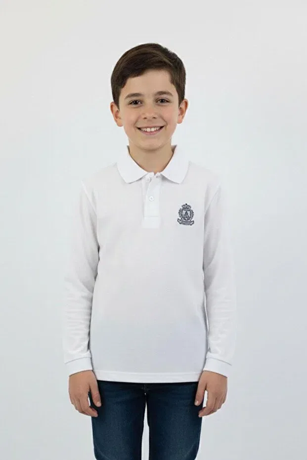 Детские свитшот для мальчиков с принтом Polo Neck Basic Newkids, White