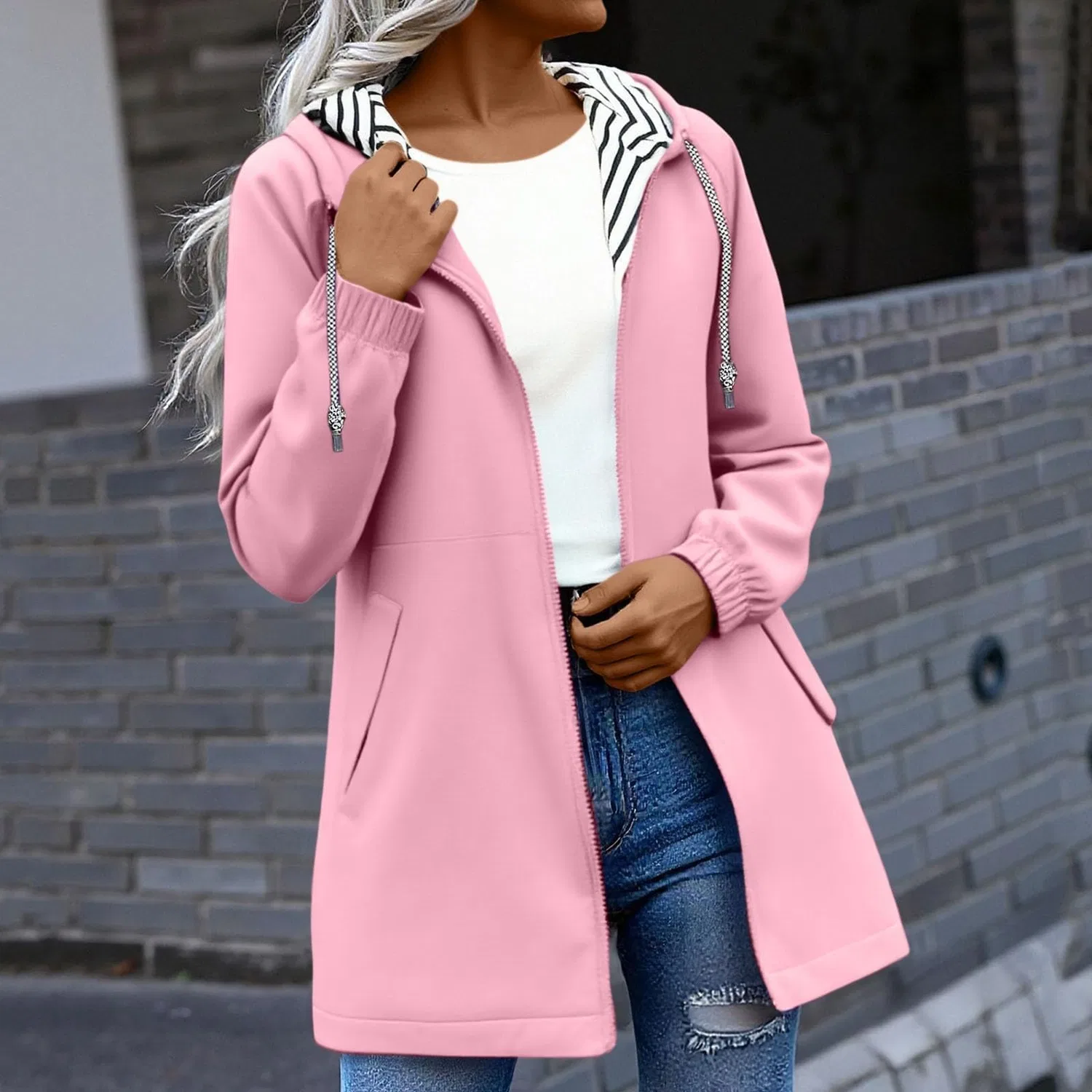 Женская ветровка с капюшоном, легкая, Women's Waterproof Jacket, Colore: rosa — фото 2