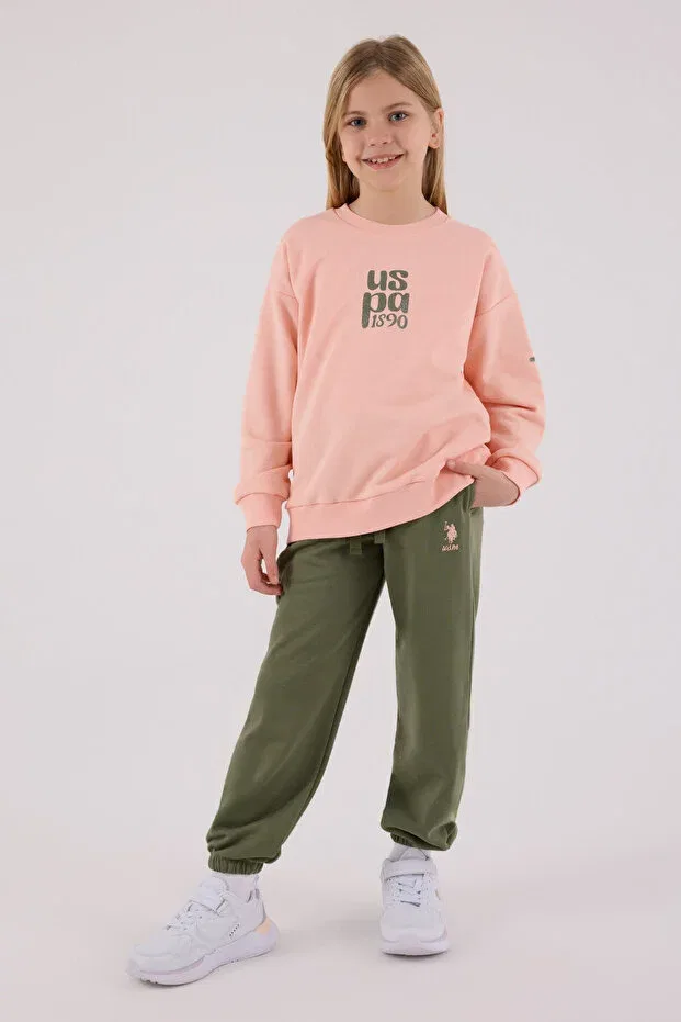 Детский комплект спортивного костюма для девочек с принтом Licensed U.S. Polo Assn., Orange