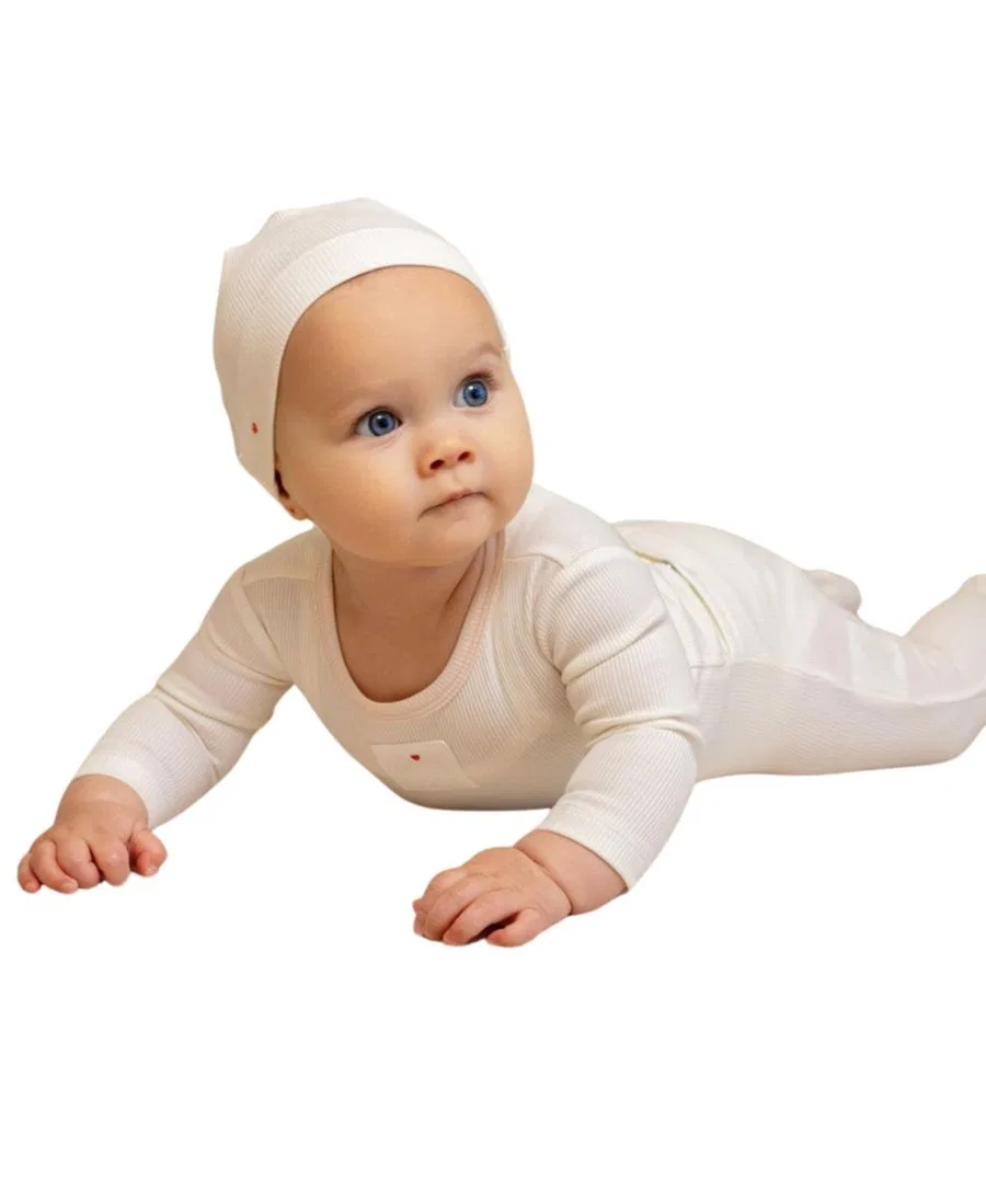 Комплект боди-комбинезона с пинетками и шапки Teddy Patch NoggiWear, Cream/Pink — фото 3