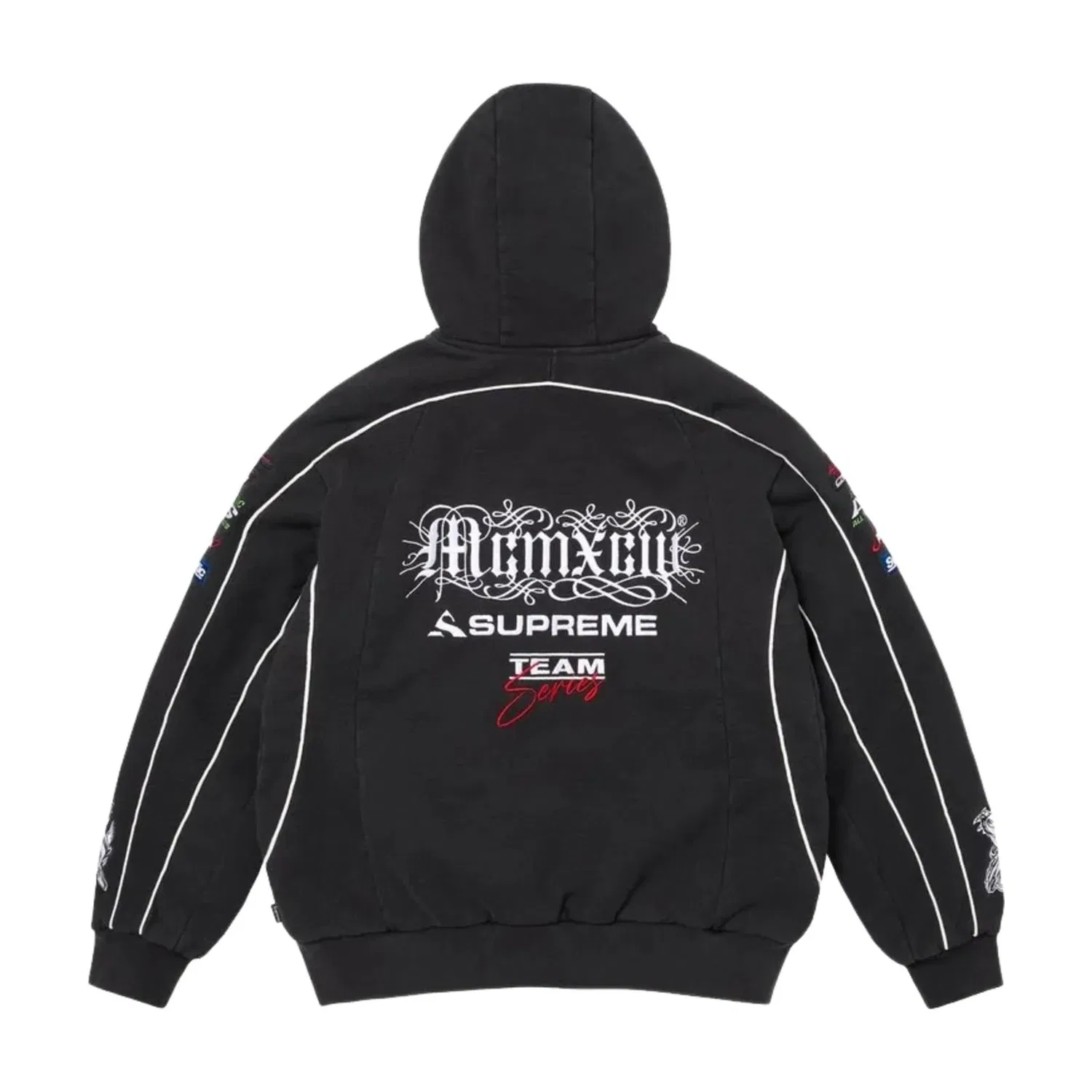 Мужское худи FW26 Racing Lined Zip Up Hooded Sweatshirt 'Black' Supreme, черный — фото 3