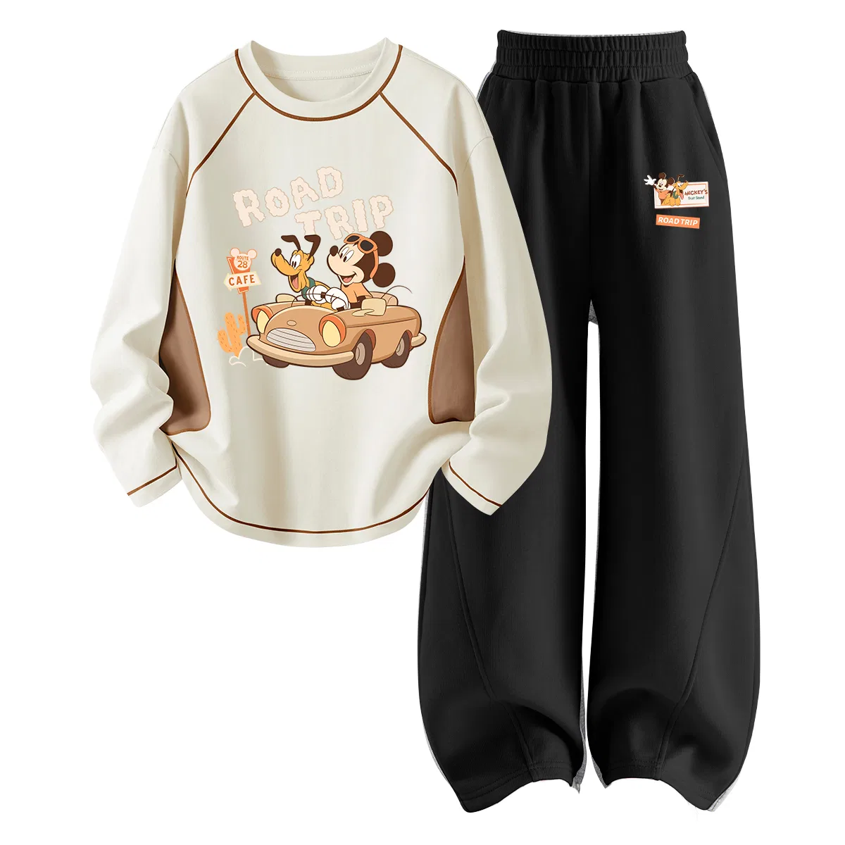 Детский комплект спортивной одежды с круглым вырезом, дышащий, Disney, Di Happy Apricot+Di Happy Logo K Black