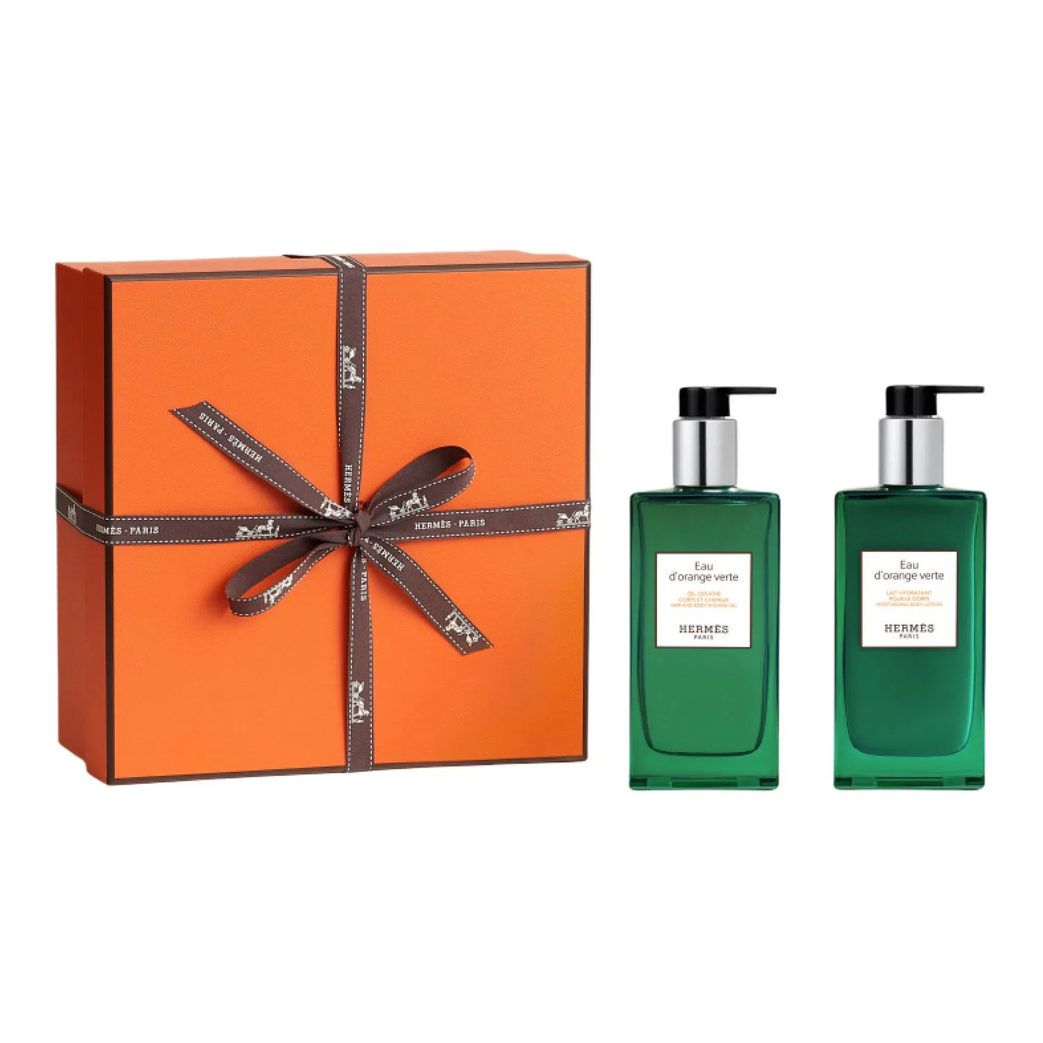 Набор для ухода за телом Orange Green Spring, 200 мл+200 мл, HERMES, Green