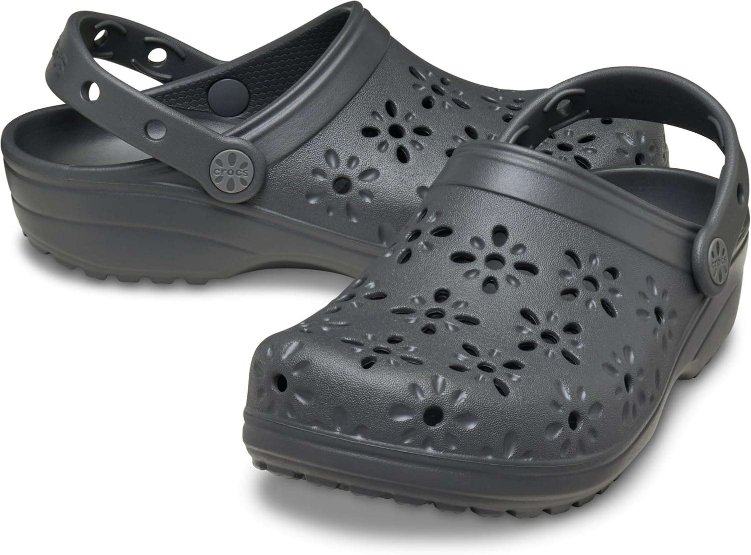 Унисекс сабо Crocs Classic с цветочным вырезом, черный — фото 2