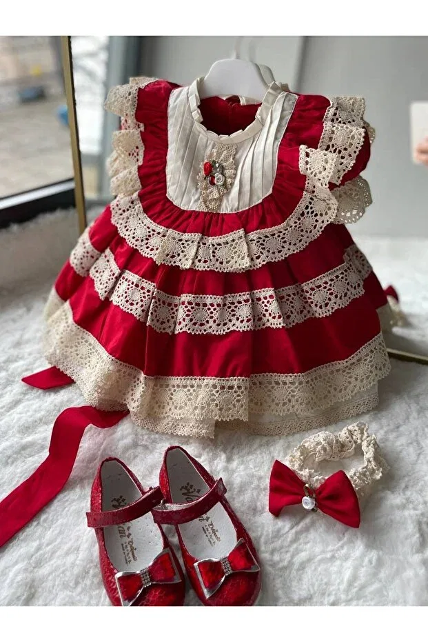 Детское платье для девочек без рукавов Mevlüt Dress Shopland, Red — фото 2