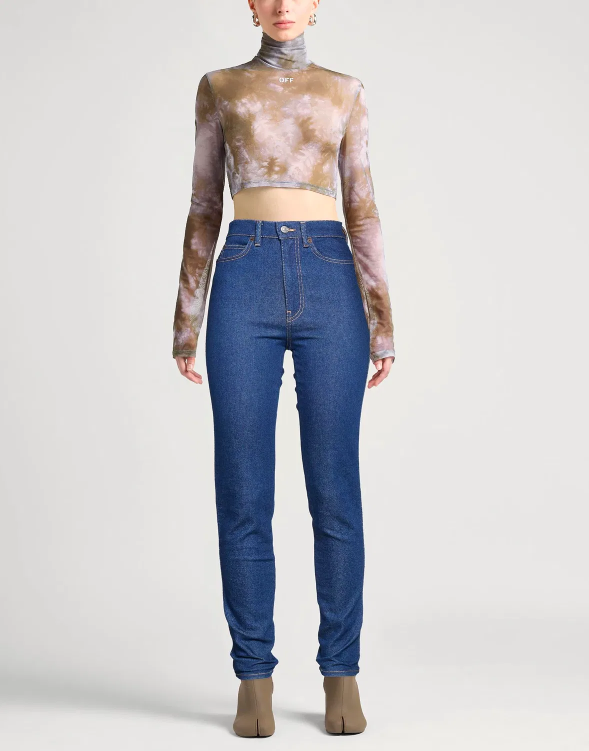 Женские узкие джинсы скинни с высокой посадкой Acne Studios, синий — фото 2