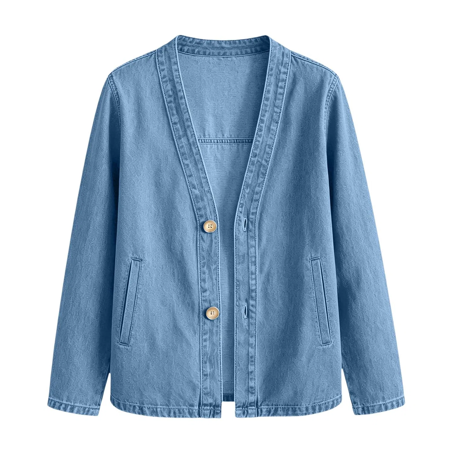 Женское пальто с длинным рукавом Cardigan in Denim Aperto sul Davanti, A-Cielo blu — фото 3