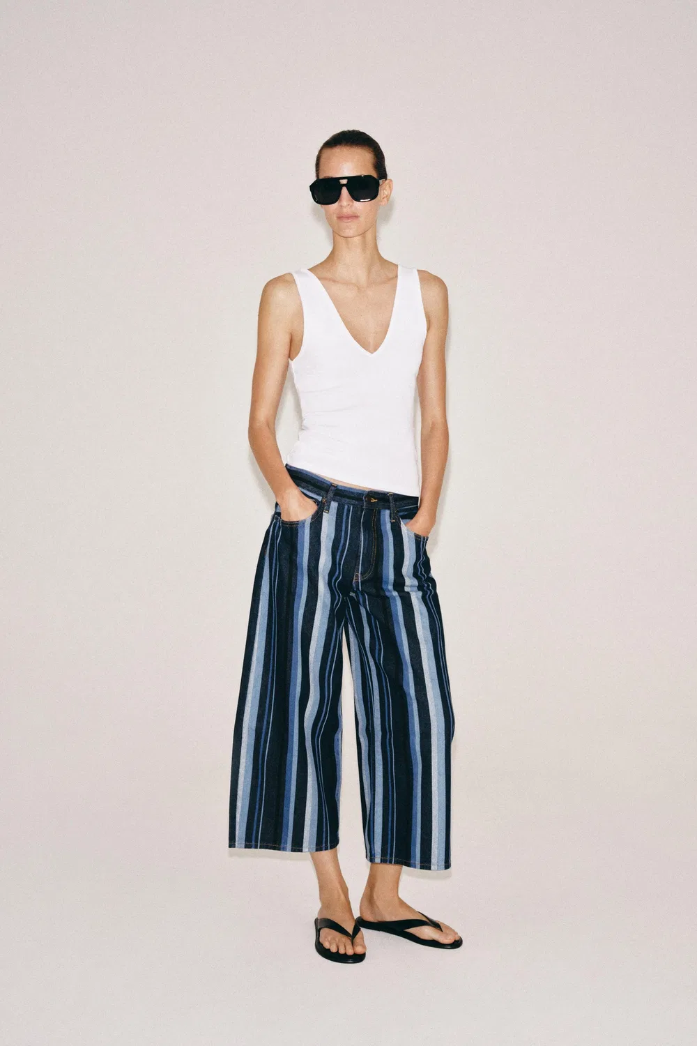 Кюлоты ZW COLLECTION MID-WAIST STRIPED ZARA, Blue