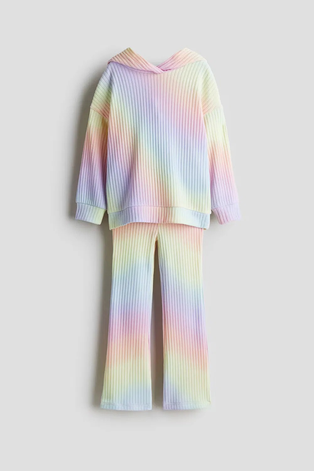 Комплект из двух предметов из трикотажа в рубчик с начесом H&M, Hellrosa/Regenbogenstreifen — фото 4