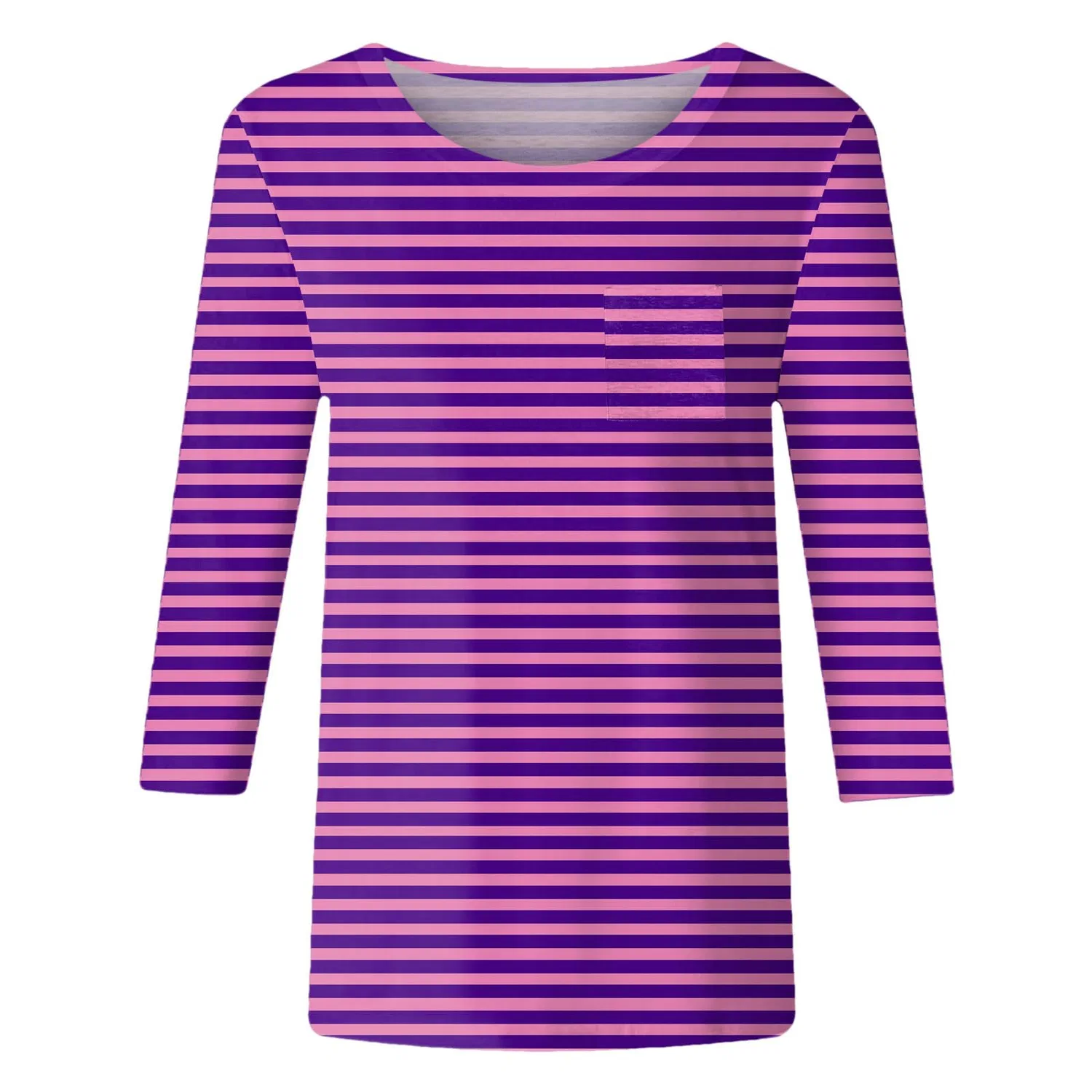 Женская футболка с V-образным вырезом Colorful Gradient Geometric Print, бренд, Hot Pink-5 — фото 3