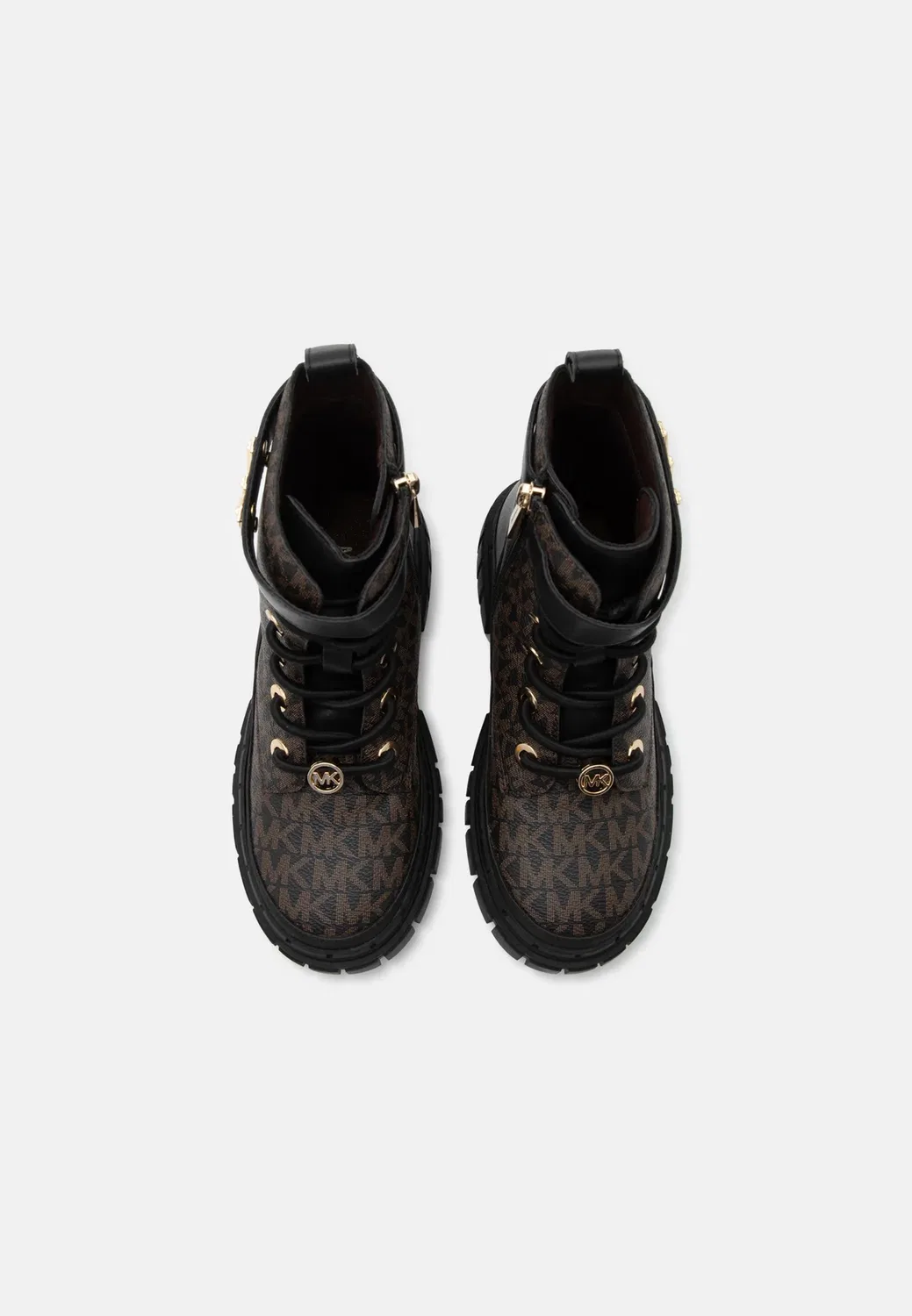 Детские и подростковые ботильоны Blake на шнуровке Michael Kors Kids, Brown/Butternut/Black — фото 4