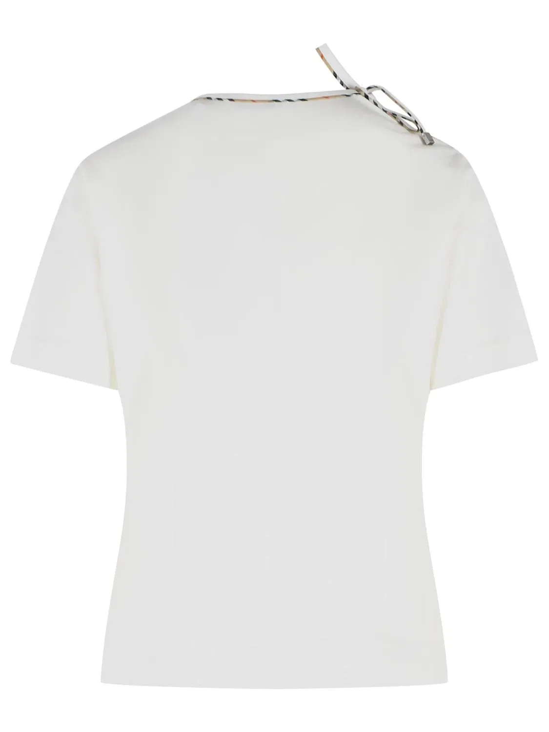 Женская футболка хлопковая с вырезом на плече Frankie Bow Burberry, White — фото 3