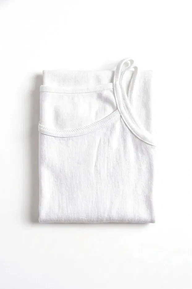 Детская хлопковое майка для девочек с кружевной отделкой Öts, White — фото 4