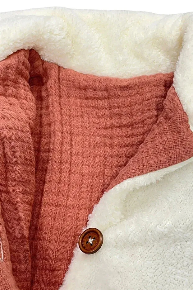 Детское пальто для девочек хлопковое X silk atlas baby girl and child colorful lined plush coat Nurbeli, Ecru — фото 3