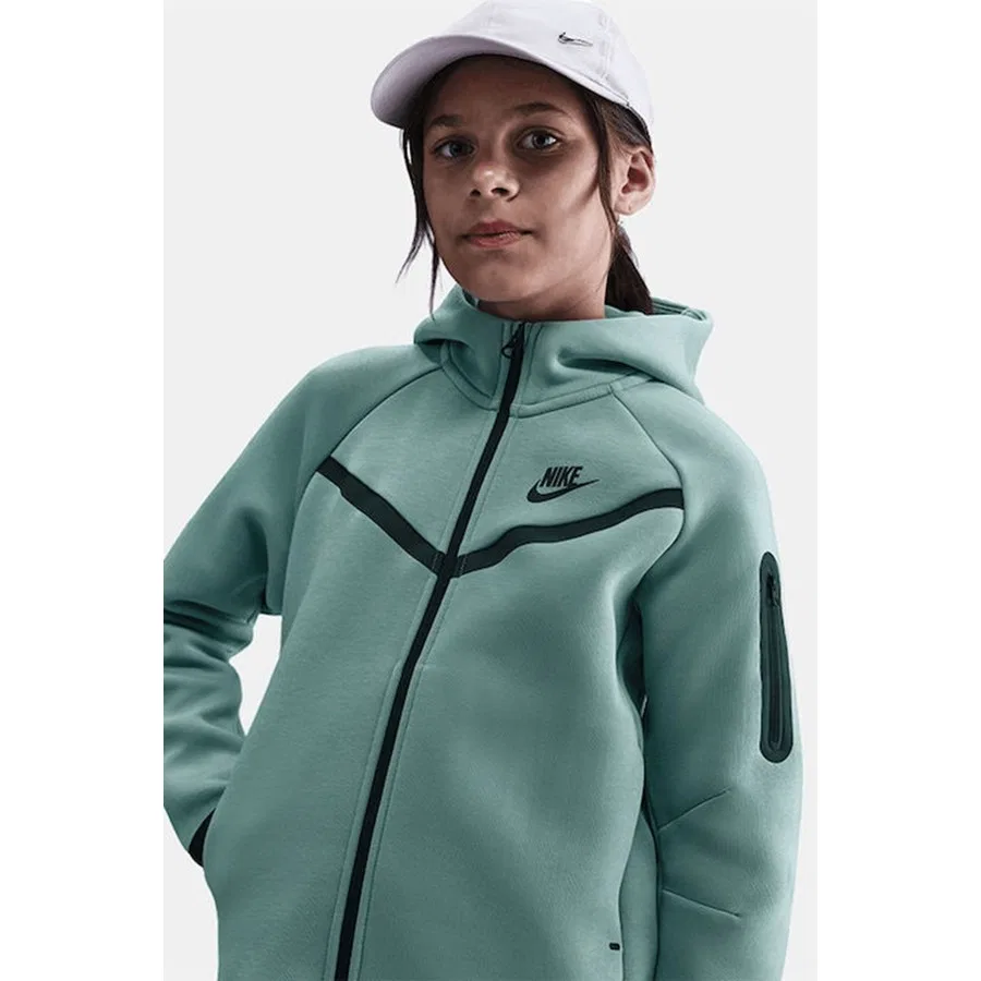 Детский свитшот с капюшоном и молнией Tech Fleece Nike, Зеленый