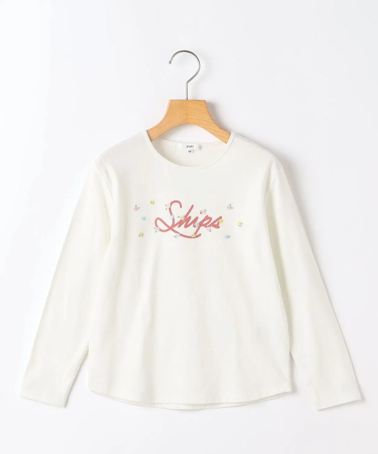 Детская футболка с длинным рукавом с цветочной вышивкой SHIPS, Off White