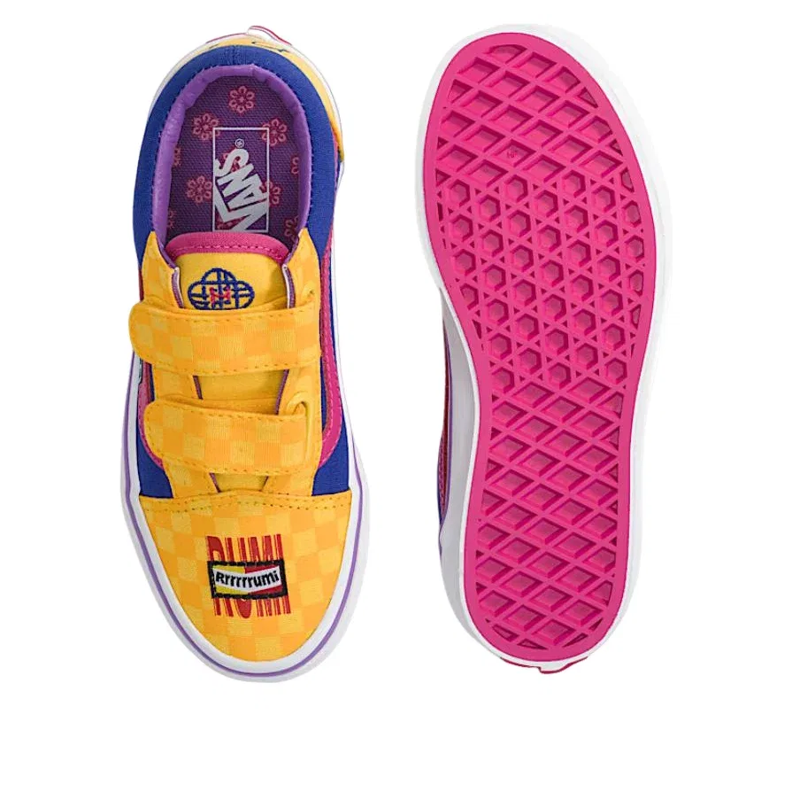 Детские кроссовки с верхом из канваса Kpop Demon Hunters Old Skool 'Rumi' Vans, Yellow/Multi-Color — фото 4