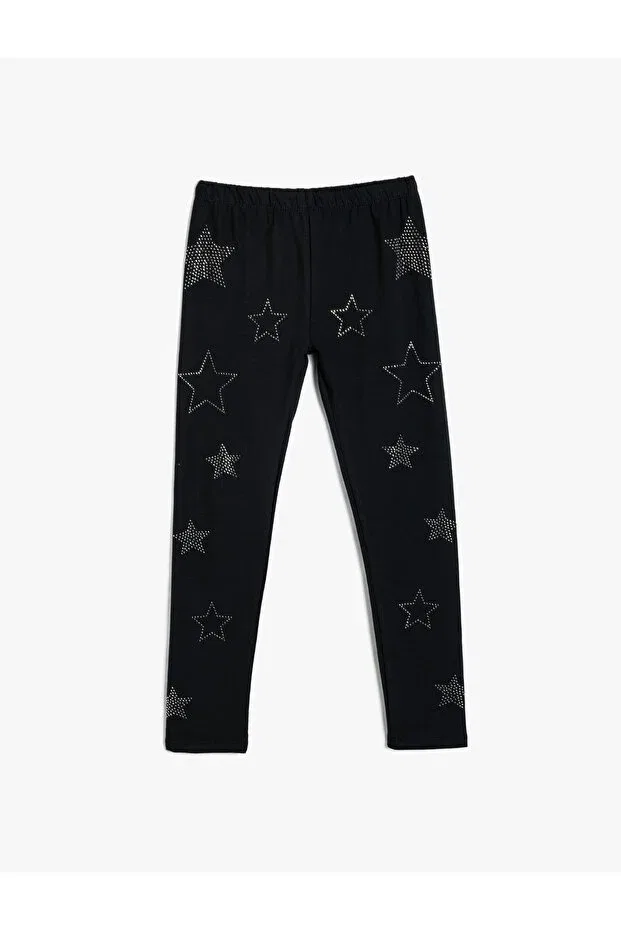 Детские леггинсы для девочек с принтом Star Printed Leggings Koton, Black